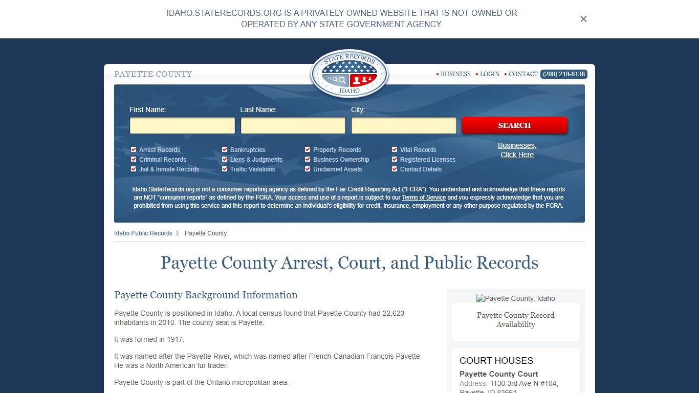 Payette County Arrest, Court, and Public Records