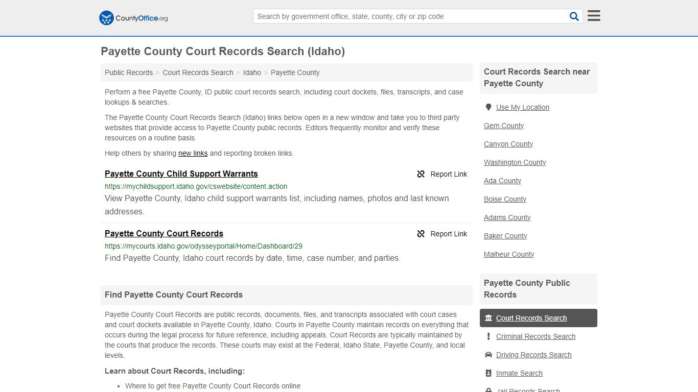 Payette County Court Records Search (Idaho) - County Office