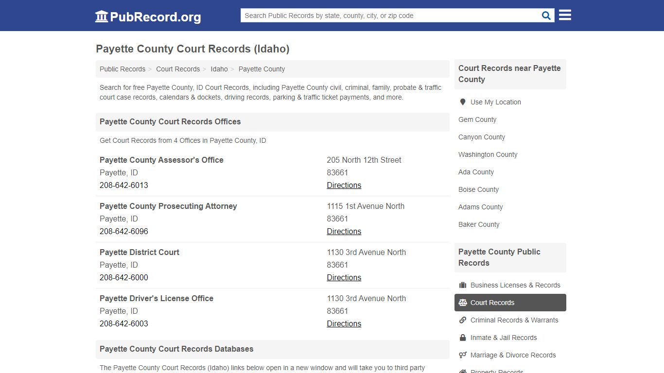 Free Payette County Court Records (Idaho Court Records) - PubRecord.org